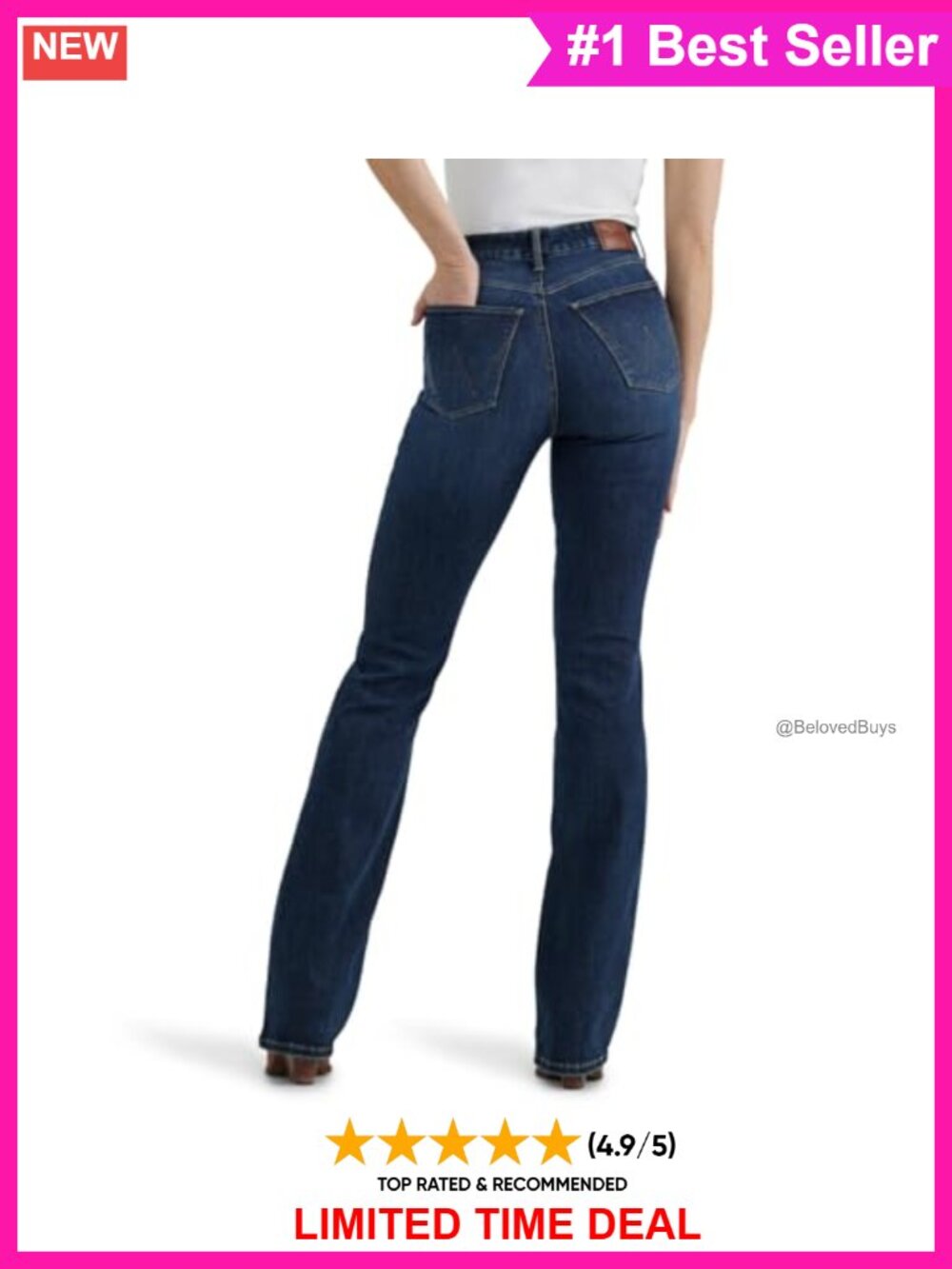 High Rise Bootcut Jeans Stretch Denim Lacey
